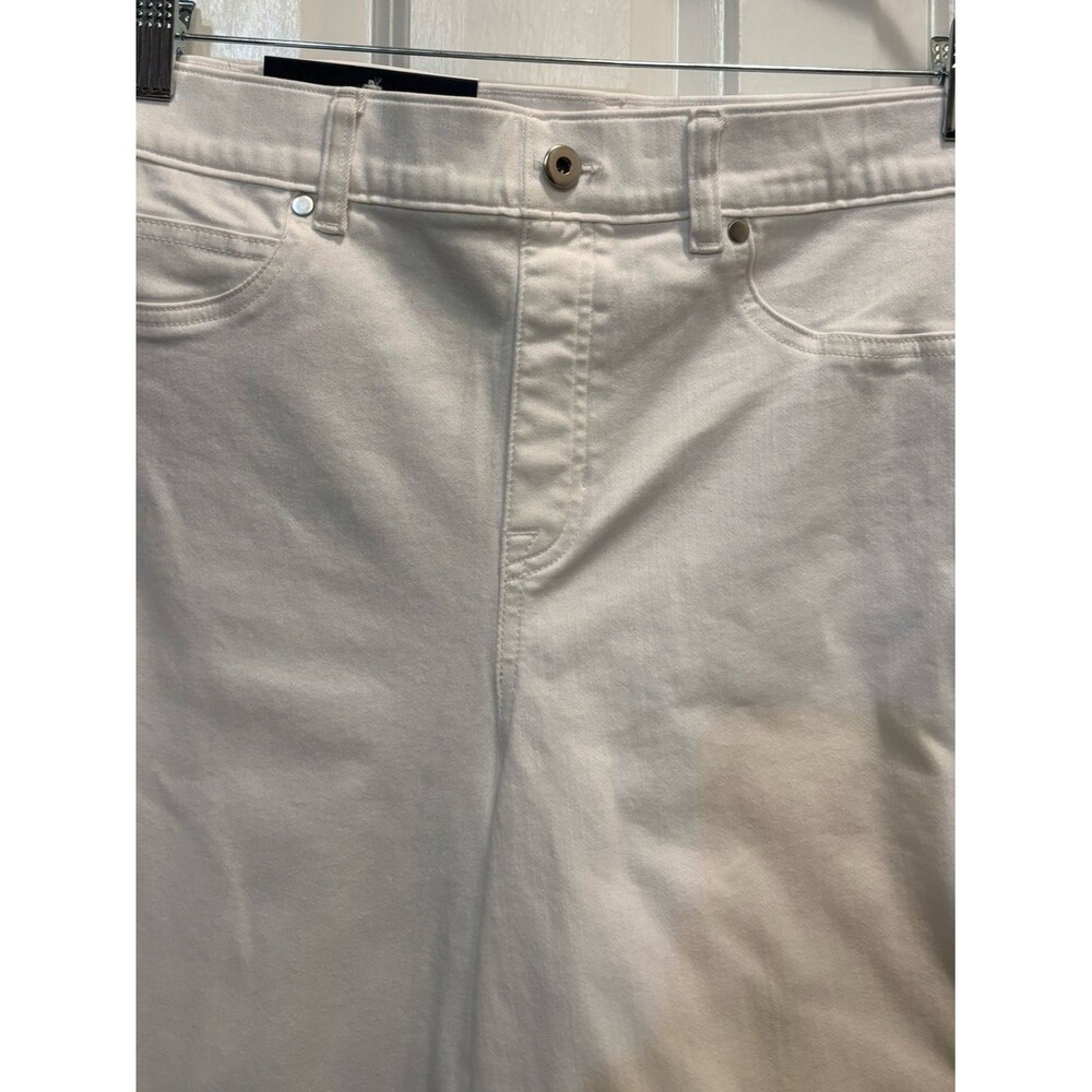 SPANX White Wide Leg Jeans High Rise Stretch Denim Pants Large Coastal Chic Luxe - Picture 5 of 9